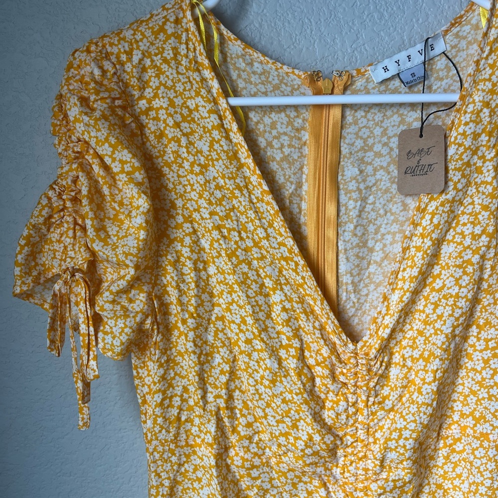 Hyfve Yellow Floral Midi‎ Dress NWT
